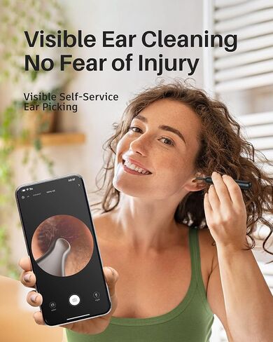 منظف ​​الأذن من BEBIRD مع الكاميرا - منظار الأذن اللاسلكي مع كاميرا HD 1080P ومصابيح LED لإزالة شمع الأذن - أداة إزالة شمع الأذن المرئية مع الصور ومقاطع الفيديو عبر تطبيق BEBIRD المجاني in Kuwait