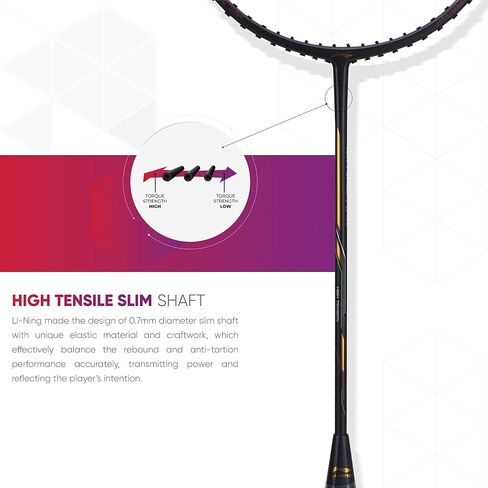 مضرب كرة الريشة من ألياف الكربون 77 G2 من Li-Ning مع غطاء كامل مجاني in Saudi Arabia