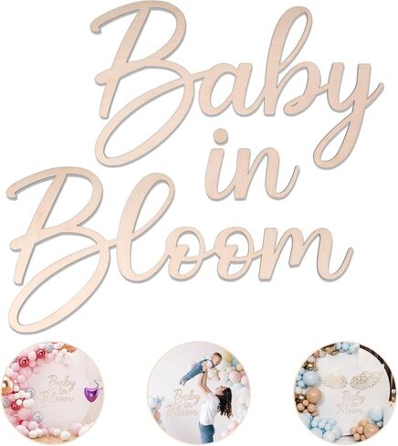 Baby in Bloom Wooden Sign for Baby Shower Party Decor Girl or Boy Gender Reveal Party Supplies (Gold) in Saudi Arabia