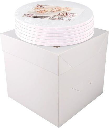 Cakebon Cake Boxes with Cake Drums (White, 12 inch) 1/2" Thick (1-pack) - Cake Boxes 12 Inch for Birthdays, Weddings and Christmas Parties - Cake Boxes with Window in Saudi Arabia