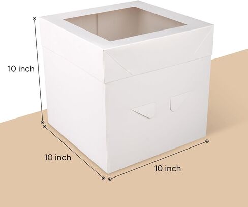 Cakebon Cake Boxes with Cake Drums (White, 12 inch) 1/2" Thick (1-pack) - Cake Boxes 12 Inch for Birthdays, Weddings and Christmas Parties - Cake Boxes with Window in Saudi Arabia
