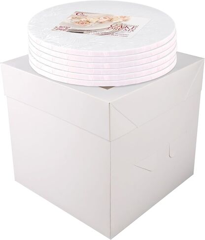 Cakebon Cake Boxes with Cake Drums (White, 12 inch) 1/2" Thick (1-pack) - Cake Boxes 12 Inch for Birthdays, Weddings and Christmas Parties - Cake Boxes with Window in Saudi Arabia