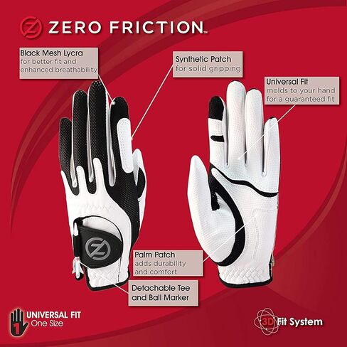 قفازات جولف صناعية مضغوطة من Zero Friction Junior مكونة من 6 قطع، مقاس عالمي، متعددة الألوان، مقاس واحد in Kuwait