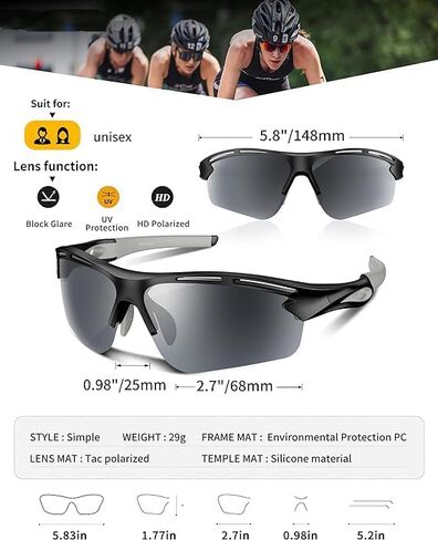 Safety Sunglasses Anti-Scratch, Anti-Fog and dust Eyewear, Polycarbonate Lens Filters 99.9% of UV Rays with No Slip Grips for Men Women Fishing Cycling Baseball Running Driving and Construction in Saudi Arabia