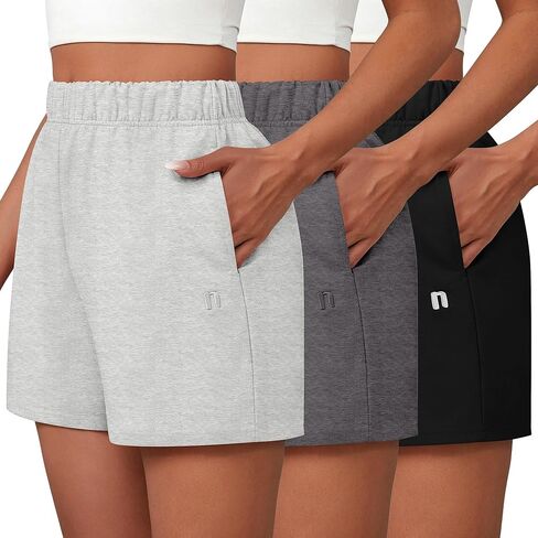 Neer 3 Pcs Women's Sweat Shorts 2024 Casual Summer Athletic Shorts Loose Shorts Comfy High Waist Shorts with Side Pockets in Saudi Arabia