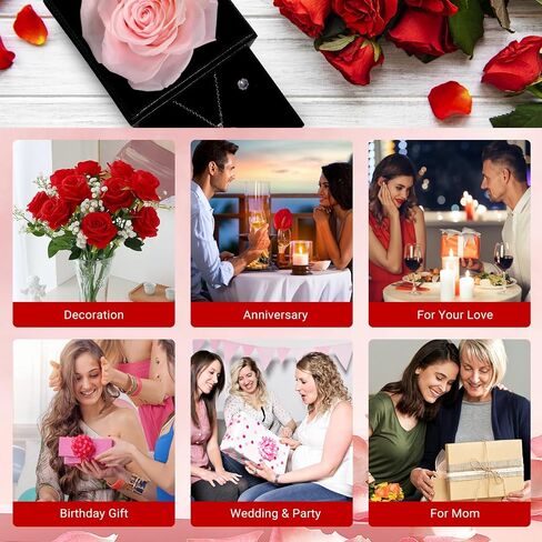 Lian Real Preserved Rose Birthday Gifts for Women, with Necklace and 925 Sterling Silver Earrings. Women Girlfriend Wife Mother Present for Birthday, Valentine's Day, Anniversary, Mother's Day in Saudi Arabia