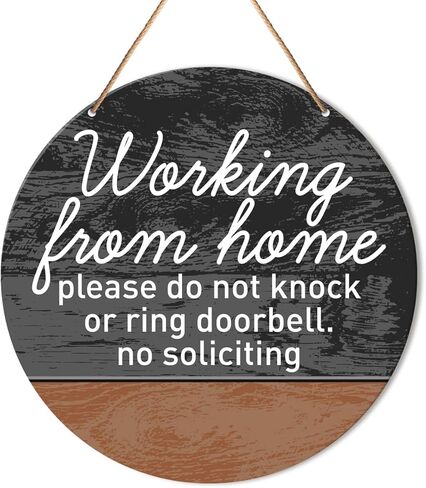 علامة عمل، لافتة معلقة دائرية للمكتب المنزلي ديكور لا تزعج أو تدق ديكورات الحائط علامة خشبية للباب الأمامي، الشرفة، الفناء، أنا أعمل إذا كان الأمر عاجلاً، يرجى إرسال رسالة نصية in Kuwait