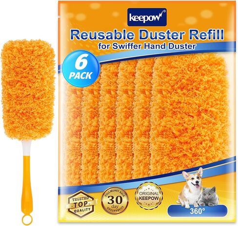 KEEPOW Reusable Duster Refill Compatible with Swiffer Hand Duster, Microfiber Heavy Duty Duster Refills, 360 Degree Dusters Refills for Cleaning, Ceiling Fan, 2 Pack (Handle is Not Included) in Saudi Arabia