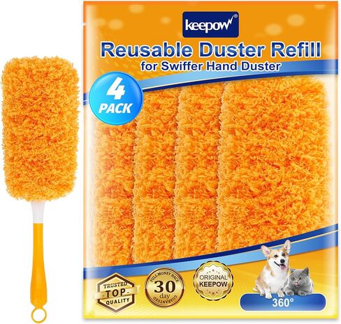 KEEPOW Reusable Duster Refill Compatible with Swiffer Hand Duster, Microfiber Heavy Duty Duster Refills, 360 Degree Dusters Refills for Cleaning, Ceiling Fan, 2 Pack (Handle is Not Included) in Saudi Arabia
