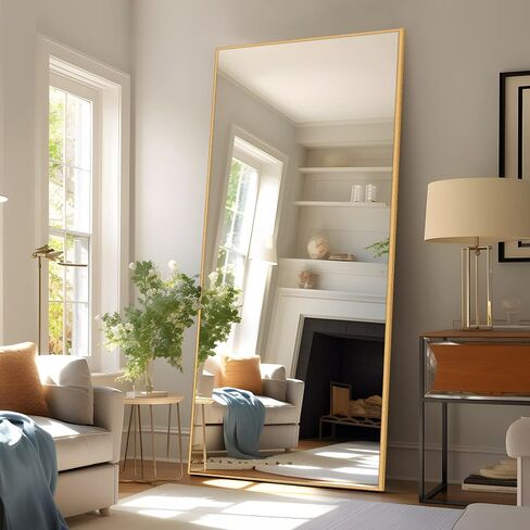 NeuType 71"x34" Large Full Length Mirror Bedroom Mirror Rectangle Wall-Mounted Mirror Hanging or Leaning Against Wall, Golden in Saudi Arabia