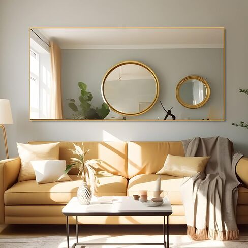 NeuType 71"x34" Large Full Length Mirror Bedroom Mirror Rectangle Wall-Mounted Mirror Hanging or Leaning Against Wall, Golden in Saudi Arabia