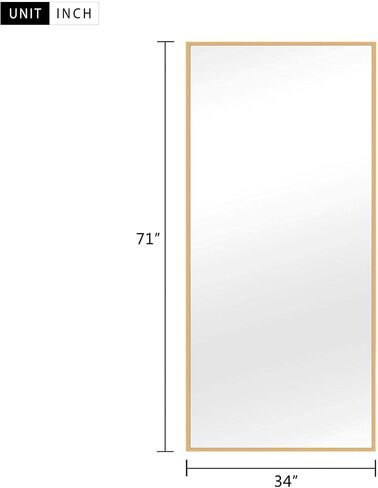NeuType 71"x34" Large Full Length Mirror Bedroom Mirror Rectangle Wall-Mounted Mirror Hanging or Leaning Against Wall, Golden in Saudi Arabia