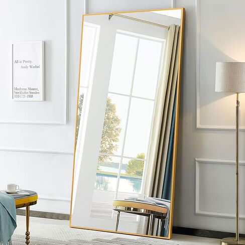 NeuType 71"x34" Large Full Length Mirror Bedroom Mirror Rectangle Wall-Mounted Mirror Hanging or Leaning Against Wall, Golden in Saudi Arabia