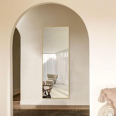 Natsukage Full Length Mirror Wall Mirror Full Length Mirror for Wall Standing Hanging or Leaning Against Wall Dressing Mirror Full Body Mirror Aluminum Alloy Frame (47"x16", Gold) in Saudi Arabia