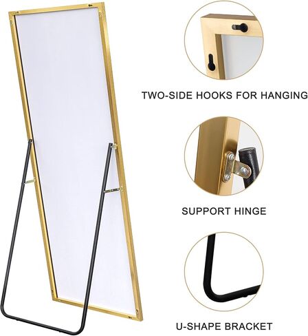 Natsukage Full Length Mirror Wall Mirror Full Length Mirror for Wall Standing Hanging or Leaning Against Wall Dressing Mirror Full Body Mirror Aluminum Alloy Frame (47"x16", Gold) in Saudi Arabia