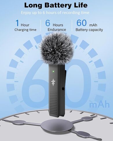 2 Pack Wireless Microphone for Android & iPhone 15, Wireless Lavalier Microphone with 3 Level Noise Reduction, Clip On Microphone for Video Recording, YouTube, TikTok, Vlog, Podcast, Interview in Saudi Arabia