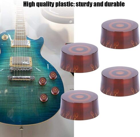 4 قطع من مقابض التحكم في الجيتار الكهربائي، قطع غيار مقبض بلاستيكي للجيتار (القهوة) in Kuwait