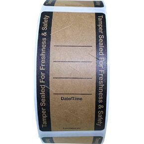 Natural Kraft Food Delivery Tamper Evident Labels Go Green 2 x 4 Inch 500 Total Adhesive Stickers