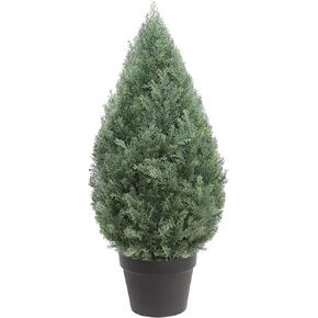 35 '' （Set of 2） Artificial Cedar Topiary Shrub UV-Proof Leaves Topiary Bush Poteed Artificial Shrubs Flourish for Home Office Outdoor Decor Porch Plants