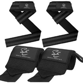 Wrist Straps for Weightlifting and Weightlifting Wrist Wraps for Men & Women (2 Pair Bundle) Premium Padded Neoprene - Gym Lifting Straps