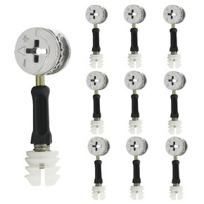6x40mm Cam Screw Sets,3 in 1 Furniture Connecting Cam Lock Fittings,with Cam Fittings Dowel Screws and Pre-Inserted Nut,for Wardrobe Cabinet & Drawer Dresser, 10 Sets