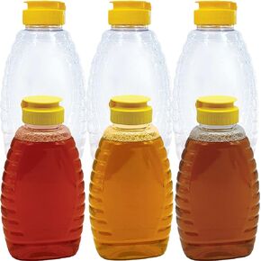 Easy Squeeze 12 Pk 12 Oz Empty Honey Bottles. BPA-Free Food-Safe PET Plastic Honey Dispenser. Flip-Top Refillable Syrup Container. Great for Storing and Serving BBQ Pasta Sauces or Salad Dressings.