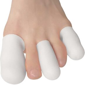 Chiroplax Gel Toe Cap Sleeve Protector Cushions Pads Guard Cover Separator Bunion Hammer Toe Callus Corn Blister Missing Ingrown Nails (X-Small - 6 Pack, Beige)