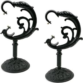 قطعتان من دعامات قضيب الستارة العتيقة قضيب ستارة معدني مزدوج وقضيب زخرفي وخطاطيف قضيب ستائر شديدة التحمل لقضيب 1 بوصة و0.8 بوصة، أسود in Kuwait