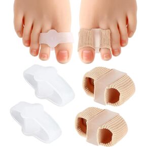 4 Piece Bunion Toe Separator with Two Rings, Nylon and Silicone Hammered Toe Straightener, Women's Toe Straightener, Toe Spacer for Overlapping Toes, Bunions, Toe Pain Relief