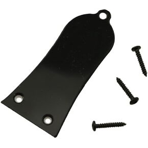 3 Hole Electric Guitar Truss Rod Cover Plate with Screws Electric Guitar Headstock Iron Core Guard Plate Bell Shaped Double Layer PVC Iron Core Cover Plate Bass Guitar Replacement Parts Black