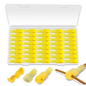 Ginsco 80 Pcs/40 Pairs Quick Splice Wire Terminals T-Tap Self-Stripping with Nylon Fully Insulated Male Quick Disconnects Kit 12-10 AWG