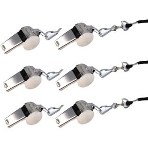 yueton Stainless Steel Loud Sport Coach Emergency Whistles with Lanyard, Pack of 6