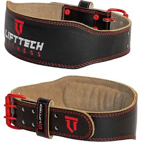 4'' Padded Weight Lifting Belt - Leather Workout Belt for Men & Women - Gym Belt for Powerlifting, Deadlift, Strength training - 4'' Padded Belt for Weightlifting - Black