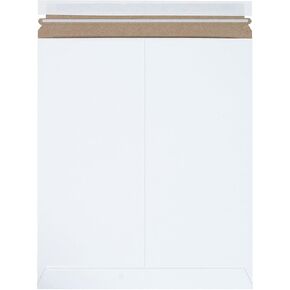 Top Pack Supply 12 3/4 x 15' Stayflats Brand Rigid Flat Mailers, White (Pack of 100) Photo Document Mailers, Peel & Seal Closure, Tear Strip Easy Opening.