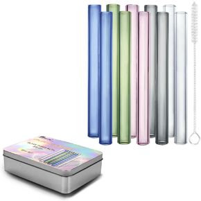 Glass Tubes Gift Box Series with Cleaning Brush 4.72 inch 12mm OD 2mm Thick Wall Tubing Borosilicate Blowing Tubes (10pcs Clear Tubes)