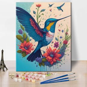 TUMOVO Floral Paint by Numbers, Colorful Flowers Paint by Number for Adults, DIY Oil Painting Kit with Brushes and Pigment, Modern Canvas Arts Oil Painting for Home Wall Decor, 16"x20"(Frameless)