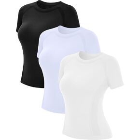 MathCat Short Sleeve Workout Tops for Women,Workout Shirts for Women,Seamless Yoga Athletic Shirts Gym Running Shirts