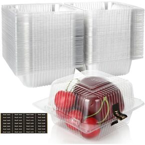 200 Pcs Clear Plastic Clamshell Food Containers Hinged Plastic Square To Go Containers with Lids, Disposable Clamshell Take Out Containers for Dessert, Cakes, Pasta, Sandwiches (5.3x4.7x2.8 in)