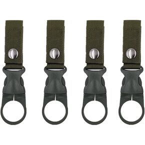4PCS Bottle Buckle Clip Hanging Buckle Portable Water Bottle Ring Holder Keychain Mineral Water Bottle Clip for Backpack Belt Nylon Webbing Strap for Outdoor Tactical Camping Hiking