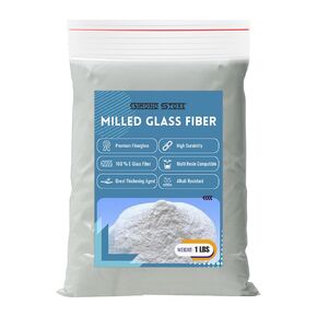 Milled Fiberglass 1 LBS - Epoxy Thickener - Fiberglass Resin Filler Material for Epoxy, Vinyl Ester, and Polyester Resin Systems - Add to Fumed Silica Thickener for Repairing Holes, Cracks and Tears