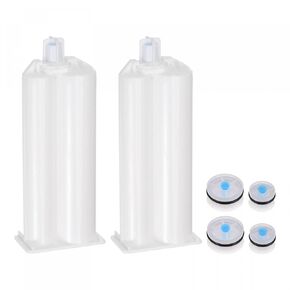 uxcell 2Pcs Epoxy Gun Adhesive Cartridge, 115mm Plastic Resin Mixer Dual Glue Cartridge with Gray Piston for 50ml/1.7oz 2:1 AB Glue Adhesive Gun