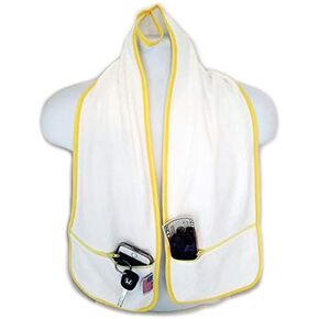 Pickleball Towel Gym Towel Sports Towel - 2 Zipper Pockets Hold Belongings Safe 100% Ring Spun Cotton Loops Super Soft and Absorbent (Black)
