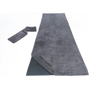 Yoga Towel and Hand Towel Non-Slip Set, Pilates Mat Towel, 25" x 73" Size (Blue)