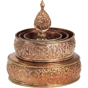 DharmaObjects Tibetan Copper Offering Mandala Set 5.5" Diameter