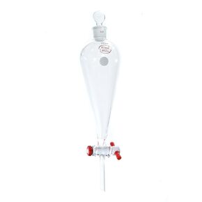 Wilmad-LabGlass LG-8421T-106 Squibb Separatory Funnel, Standard Taper Glass Stopper, PTFE Plug, 250mL