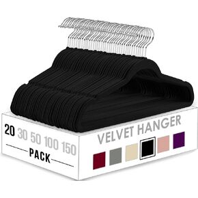 Utopia Home Velvet Hangers 20 Pack - Non-Slip Clothes Hangers - Black Hangers - Suit Hangers with 360 Degree Rotatable Hook - Heavy Duty Coat Hangers - Pants Hangers