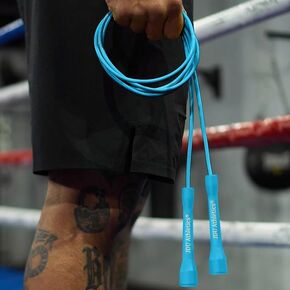 JDU Athletics Speed Series I Made For Boxing 20% Heavier Than Standard PVC Tangle-Free Boxer's Jump Rope, Size Adjustable, Indestructible Handles, Double Unders, Beginners and Experts