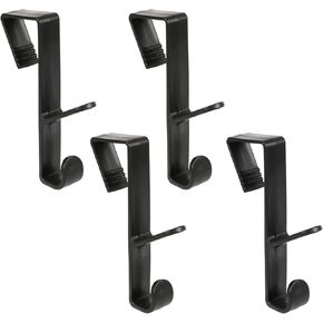 4pcs Over The Door Hooks, Multifunctional Towel Holder Heavy-Duty Organizer Bedroom Hanger Plastic Closet Single Hook S Shape Towel Radiator Rack for Hanging Coat Robe Towel Clothes (Black)