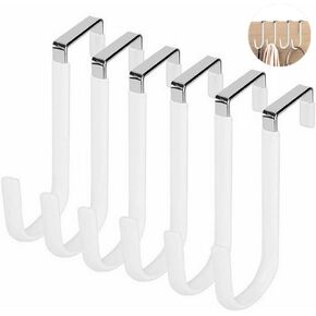 6 Pack Over The Door Hooks, Sturdy Metal Single Over Door Hooks for Bathroom, Living Room, Kitchen, Hanging Clothes, Towels, Bags