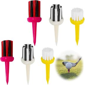 Golf Tees Brush 12 Pack Type Unbreakable Plastic 2.0 2.2 2.4 Inch Mixed Height Yellow White Colored Tee Low Friction More Distance Consistent
